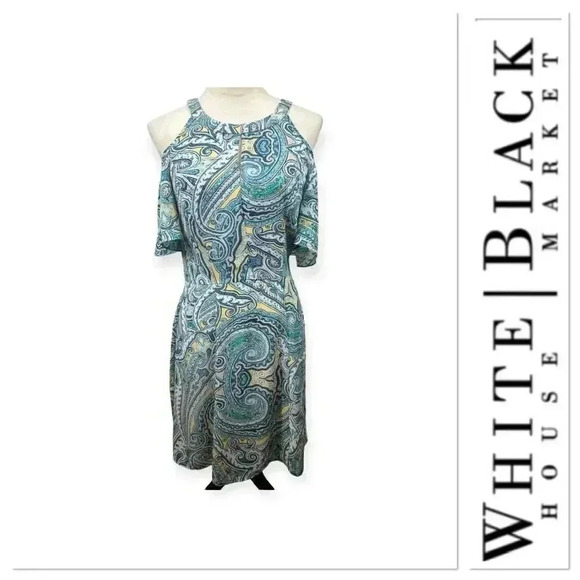White House Black Market paisley print lined dress size 4 - Picture 1 of 9